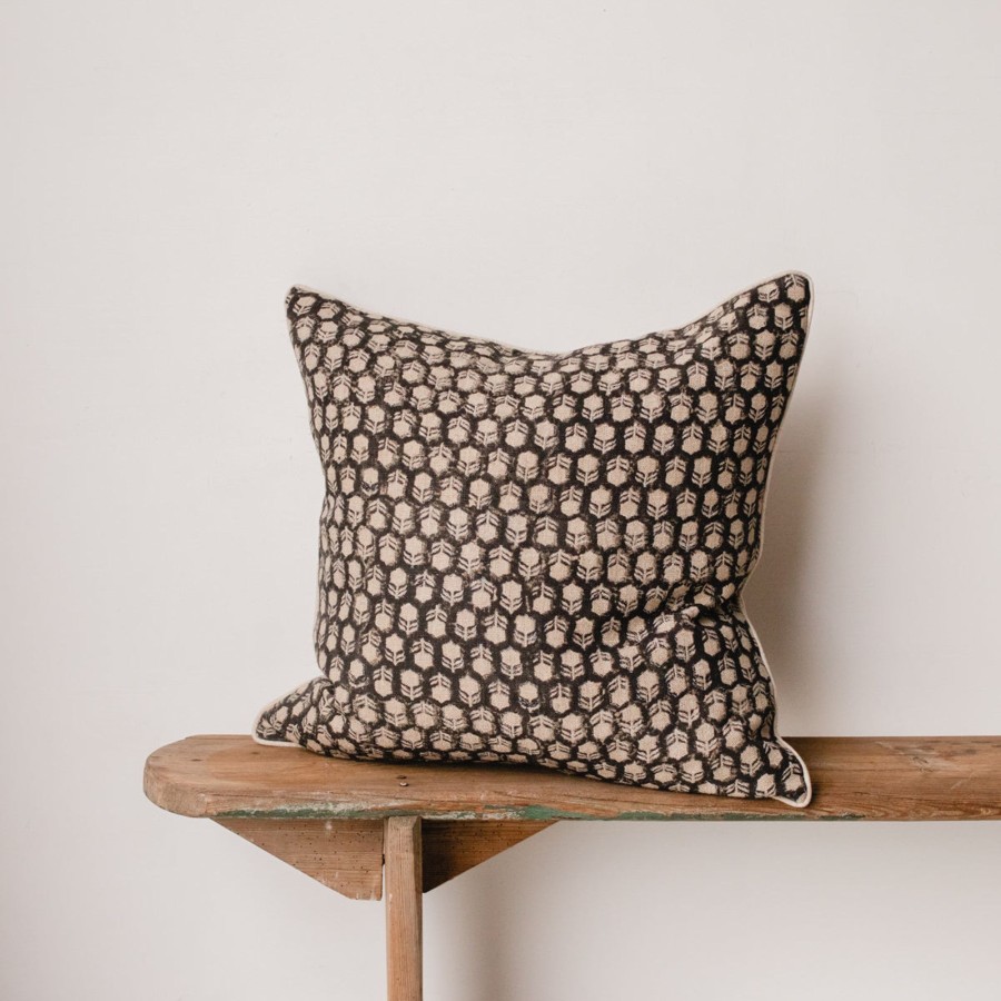 Textiles elsie green | Block Print Pillow Cover | Tulsi Noir