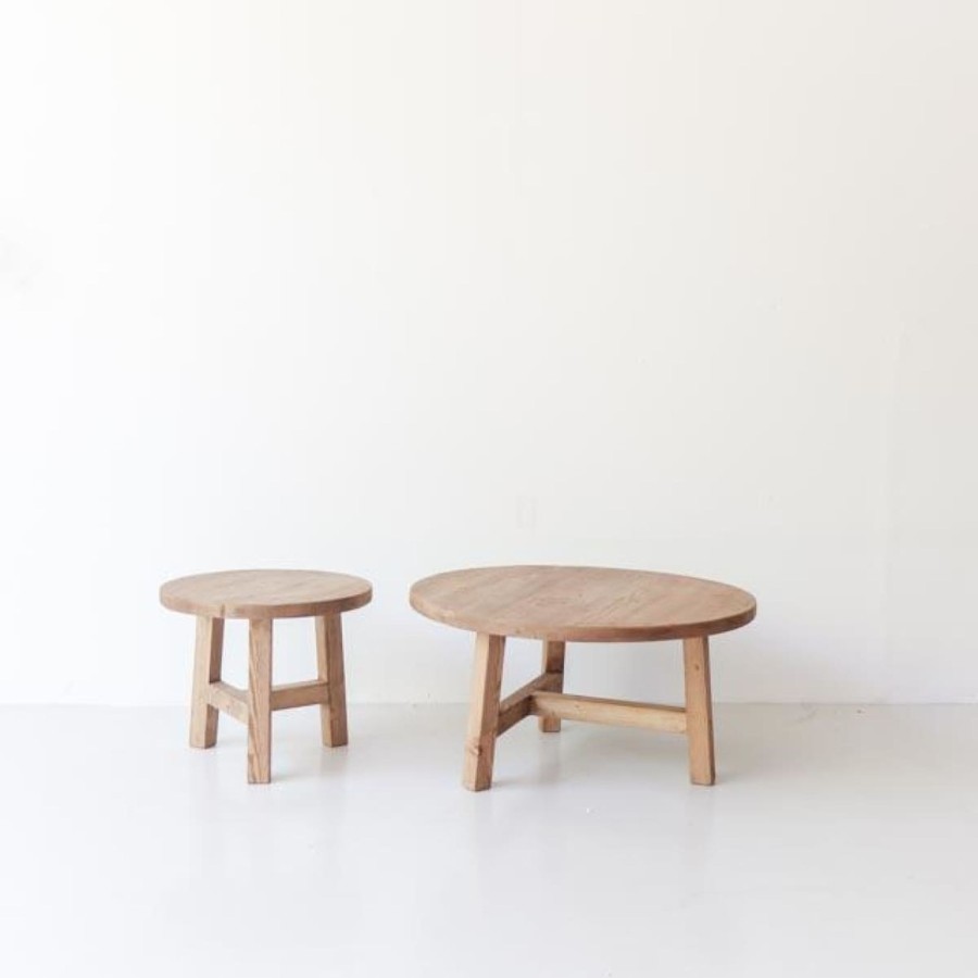 Furniture elsie green | Reclaimed Wood Round Coffee Table Waxed Pine