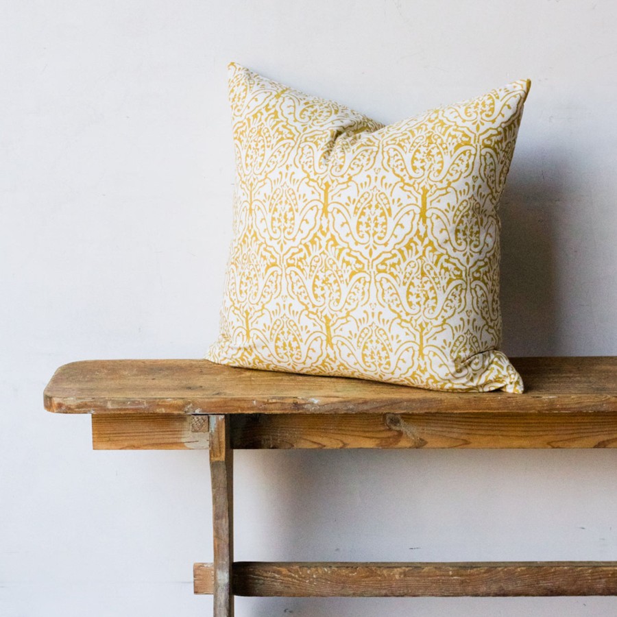 Textiles Elsie Green | Hand Block Printed Pillow Cover | Dominique Gold Or French Grey