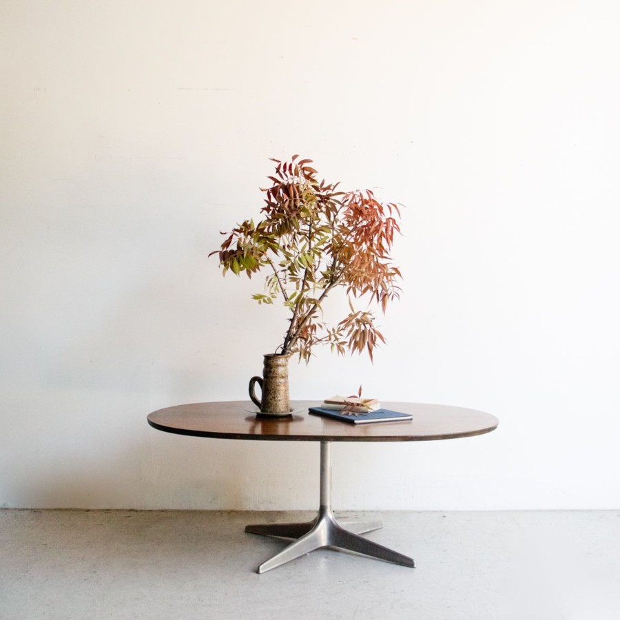 Furniture elsie green | Vintage Oval Coffee Table With Book-Matched Veneer