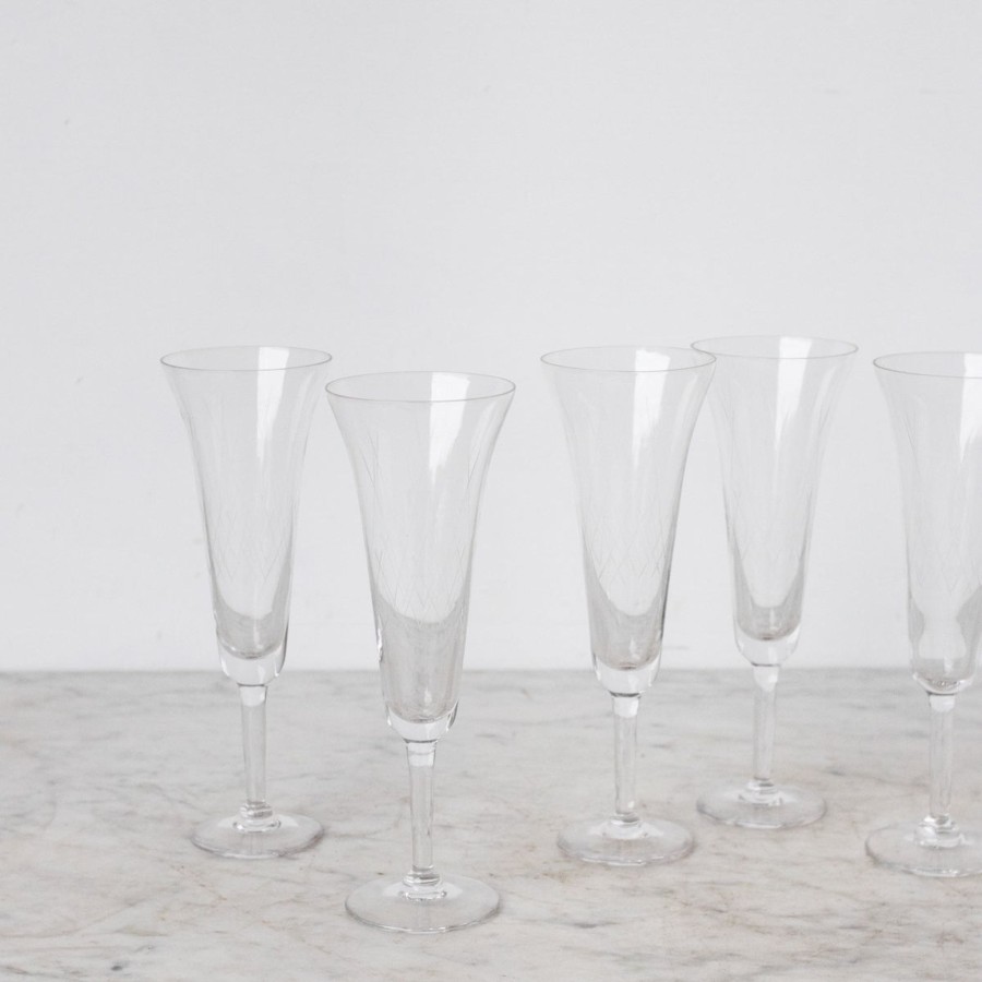 The French Kitchen elsie green | Etched Champagne Flute Set Of 5