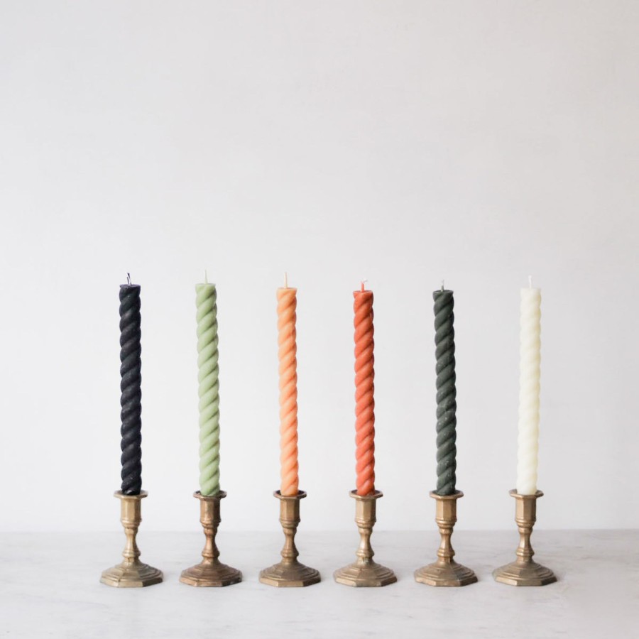 Decor elsie green | Pair Of Twist Beeswax Tapers Black