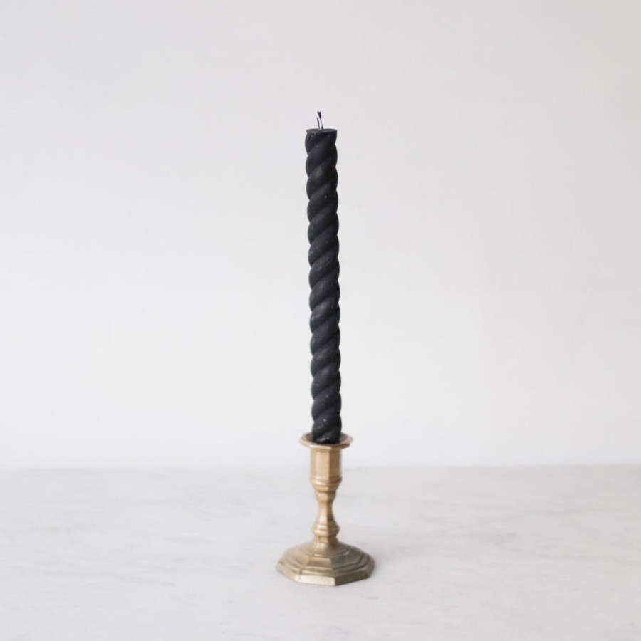 Decor elsie green | Pair Of Twist Beeswax Tapers Black