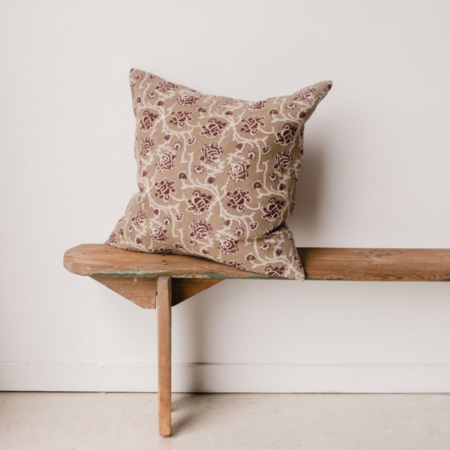 Textiles elsie green | Block Print Pillow Cover | Paros Grey