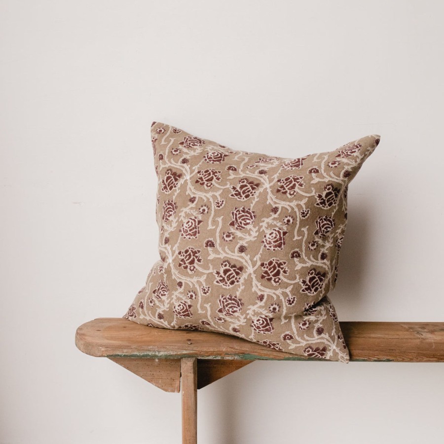 Textiles elsie green | Block Print Pillow Cover | Paros Grey