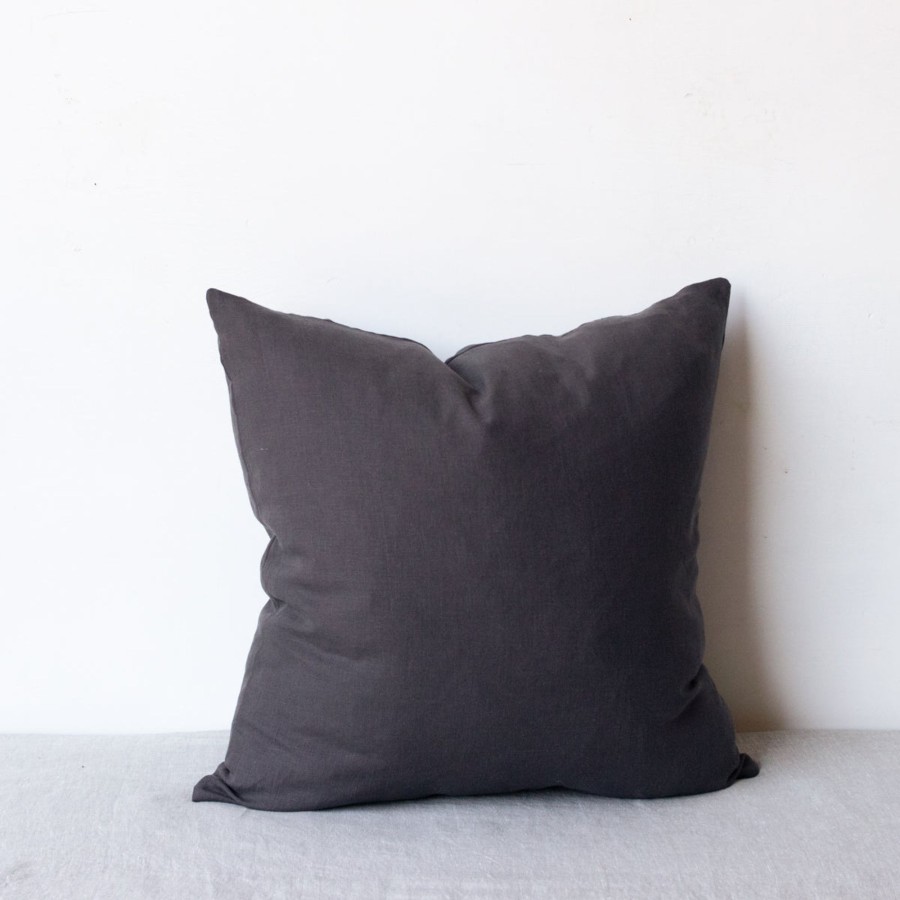 Textiles elsie green | Charcoal Linen Pillow Cover