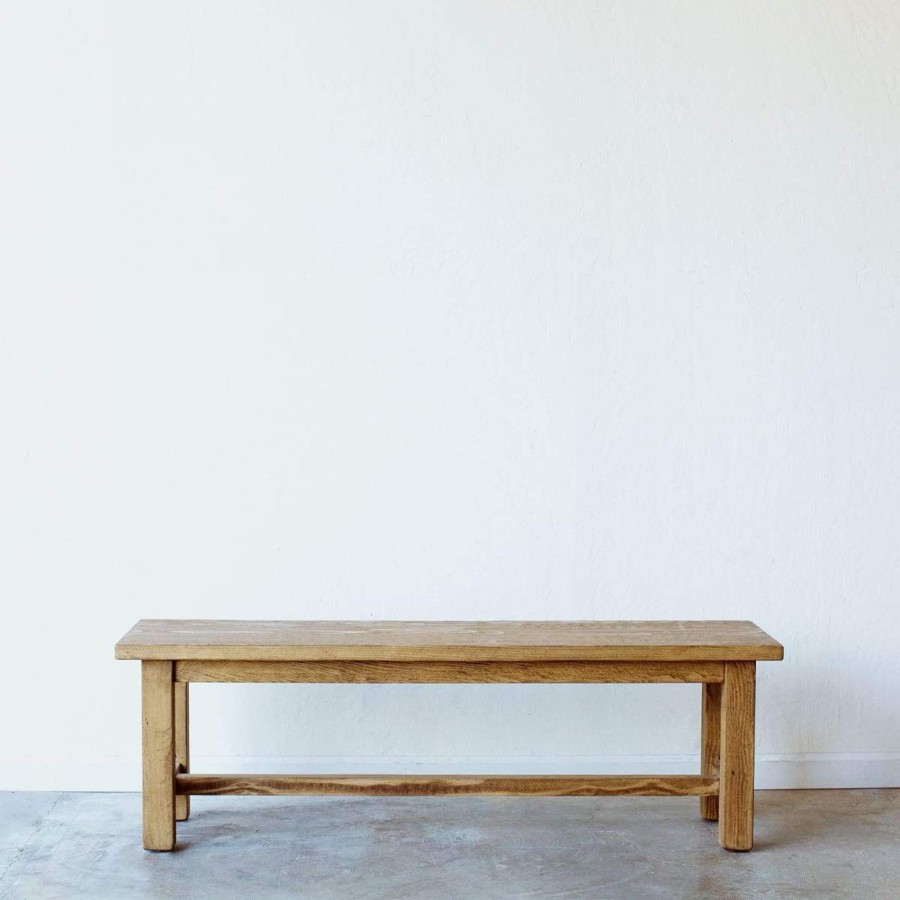 Furniture Custom Furniture | French Inspired Reclaimed Wood Farm Bench Waxed Pine