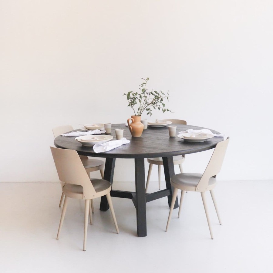 Furniture Custom Furniture | Reclaimed Wood Round Dining Table Black