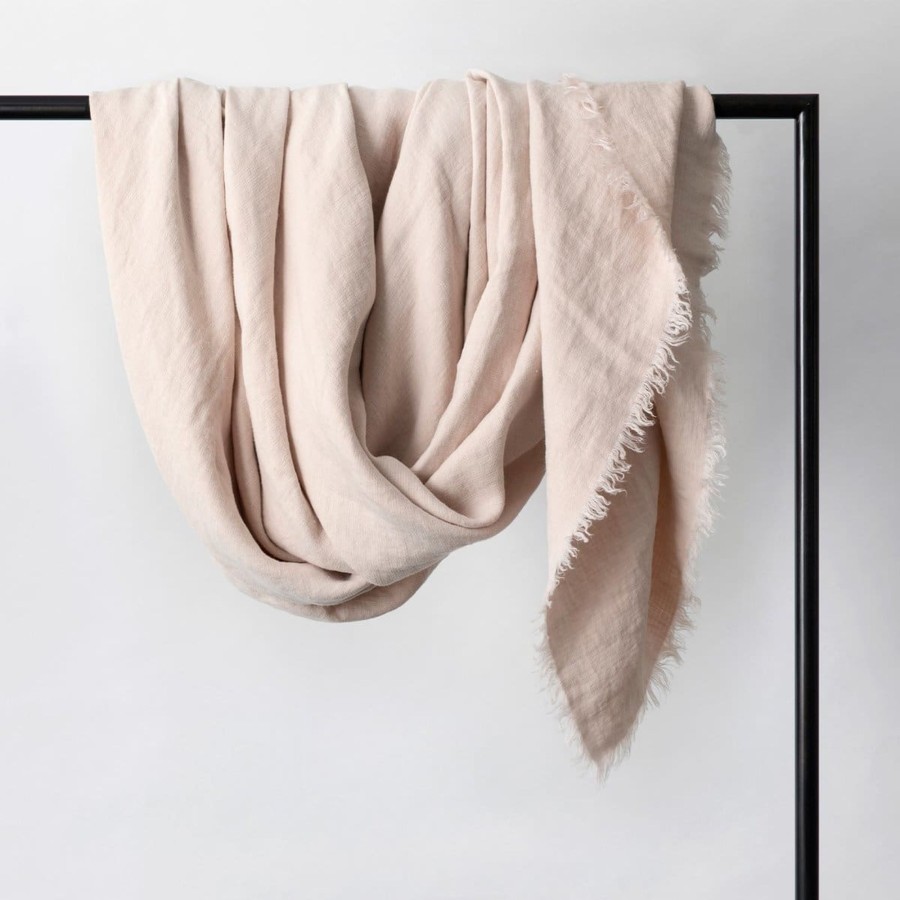 Textiles elsie green | Freya Linen Throw Blush