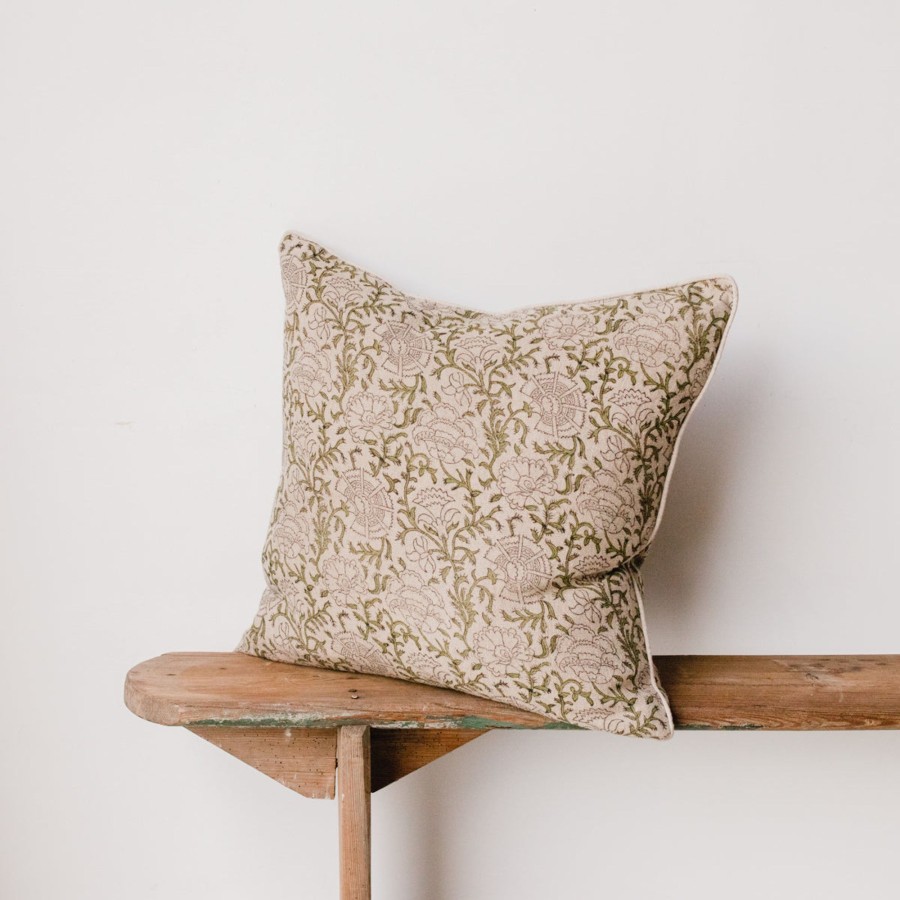 Textiles elsie green | Block Print Pillow Cover | Nisa Mara