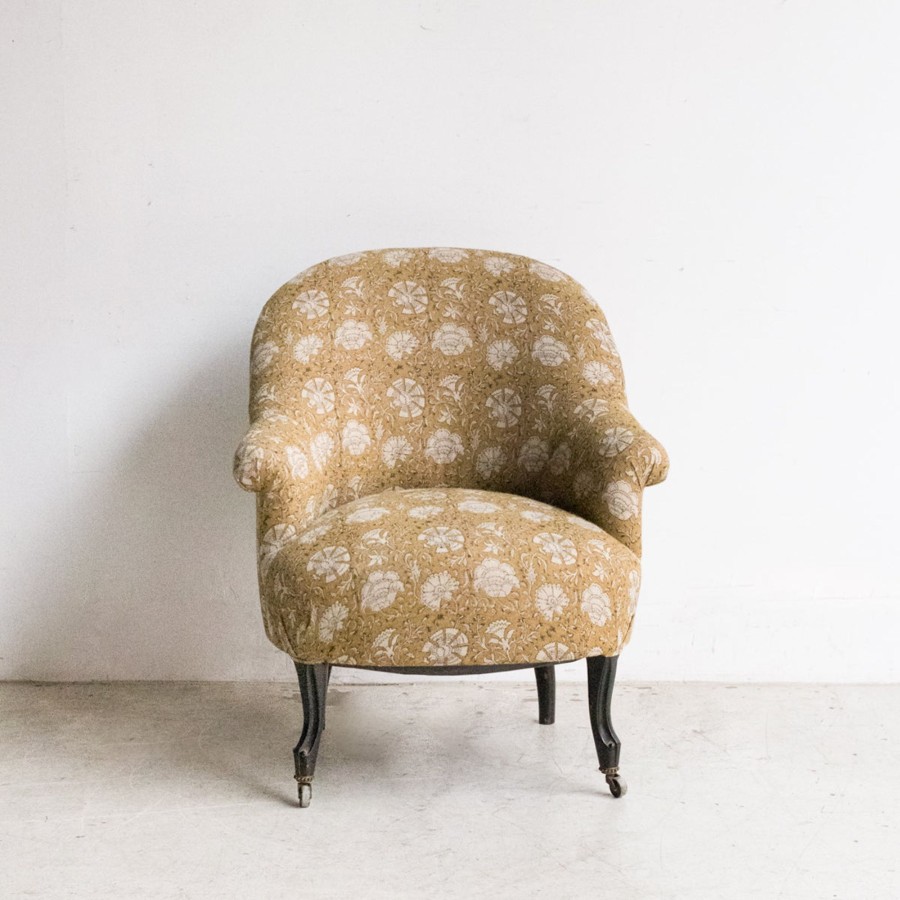 Furniture elsie green | Block Print Crapaud Chair | Nisa Mustard