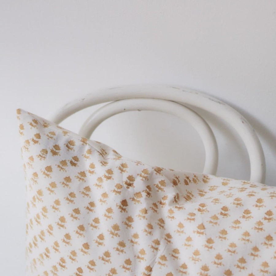 Textiles Elsie Green | Hand Block Printed Pillow Cover | Juliette Gold