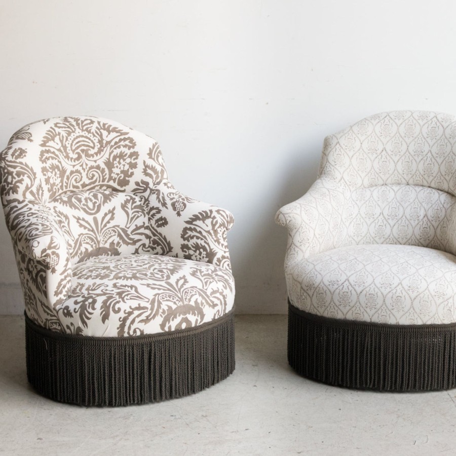 Furniture elsie green | Eclectic Pair Of Block Print Crapaud Chairs | Colette & Viviane