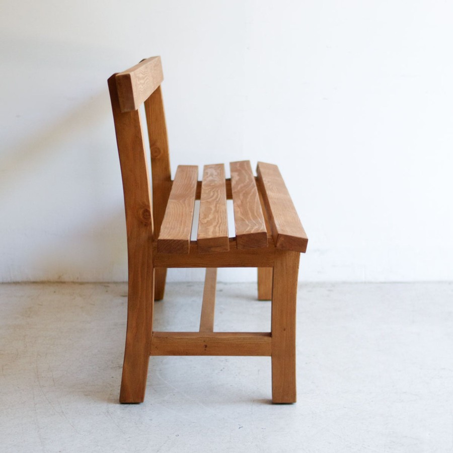 Furniture Custom Furniture | Reclaimed Wood Bench With Back Waxed Pine