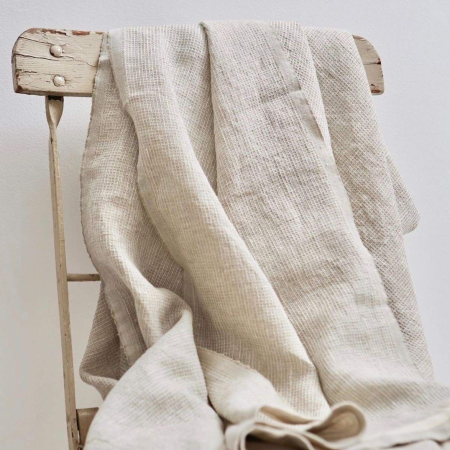 Textiles Elsie Green | Washed Waffle Throw Natural