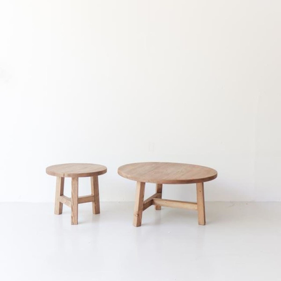 Furniture elsie green | Reclaimed Wood Round Coffee Table Waxed Pine