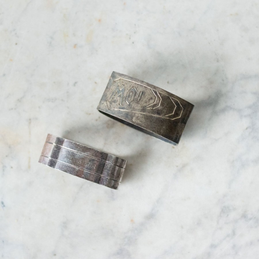 The French Kitchen Elsie Green | Pair Of Vintage Silver Engraved Napkin Rings | Monsieur & Moi