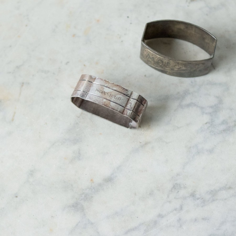 The French Kitchen Elsie Green | Pair Of Vintage Silver Engraved Napkin Rings | Monsieur & Moi