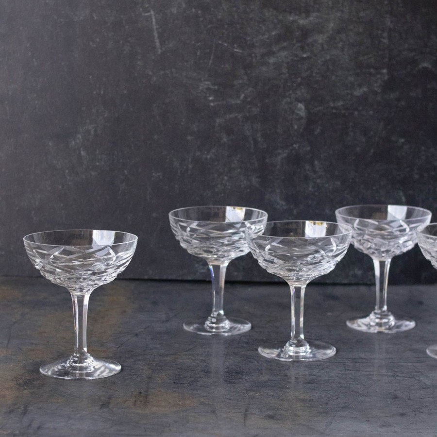 The French Kitchen elsie green | Matched Set Of 5 Cut Glass Champagne Coupes