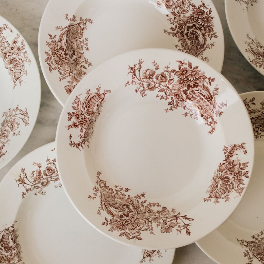 The French Kitchen elsie green | Pair Of Vintage Brown Transferware Bowls