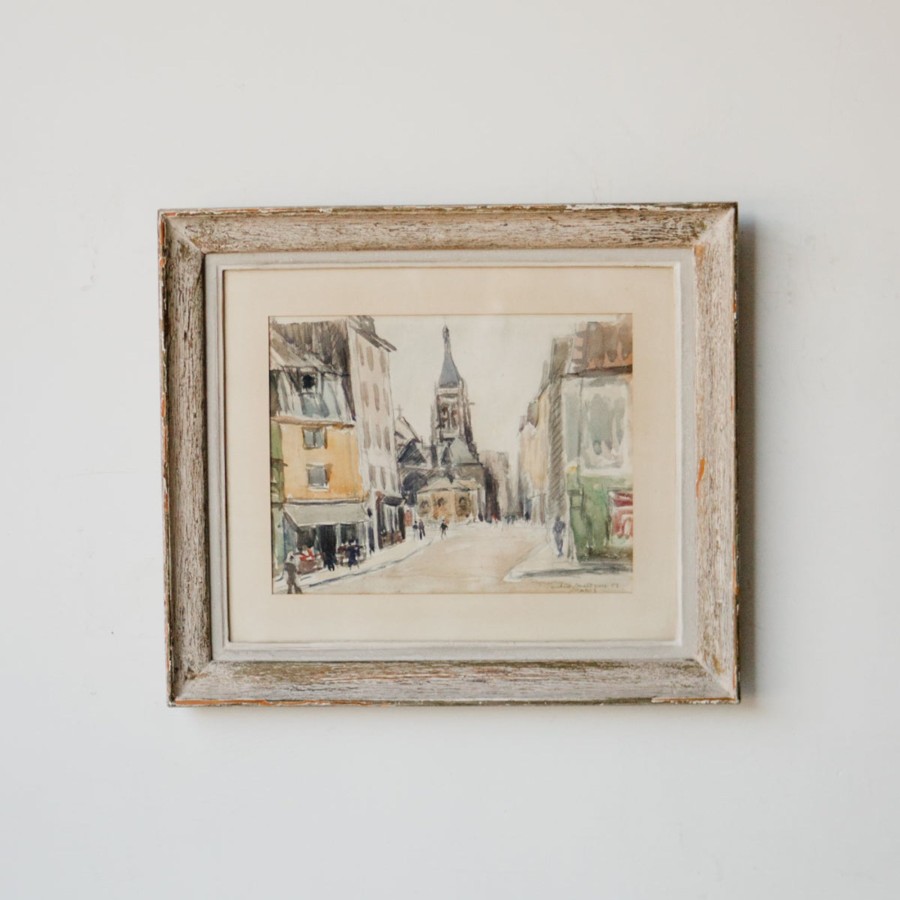 Art Galerie elsie green | Paris Cityscape Watercolor | Dated 1952