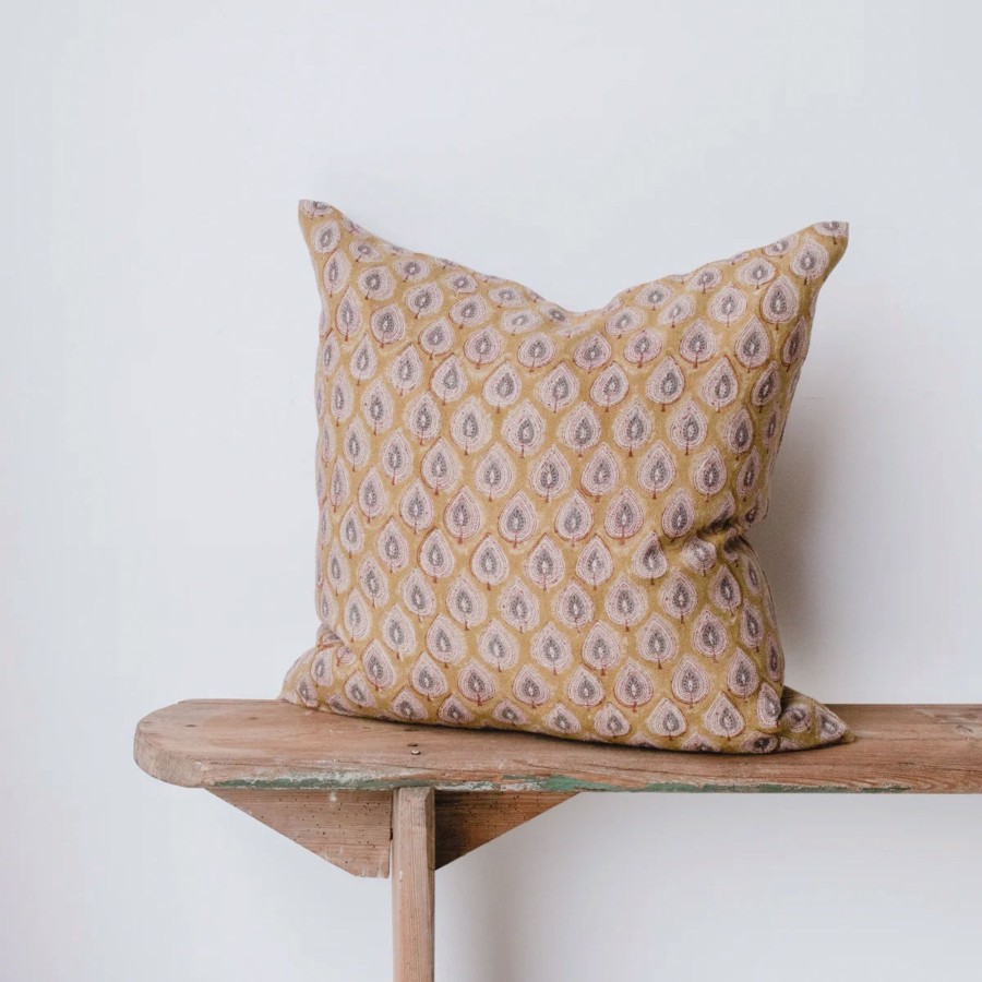 Textiles elsie green | Block Print Pillow Cover | Polki Stone