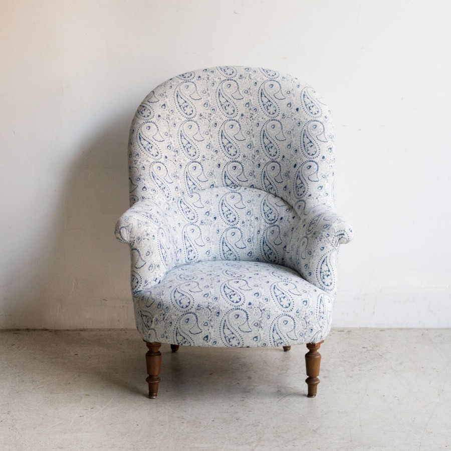 Furniture elsie green | Napoleon Iii Block Print Arm Chair | Leonie Indigo