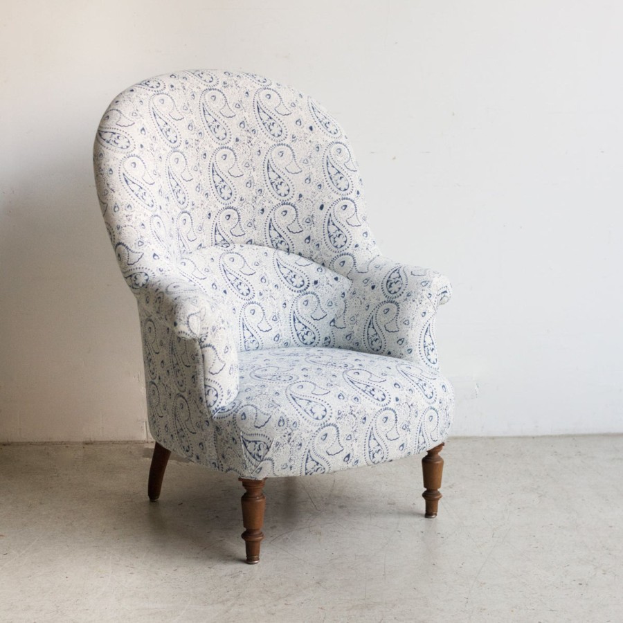 Furniture elsie green | Napoleon Iii Block Print Arm Chair | Leonie Indigo