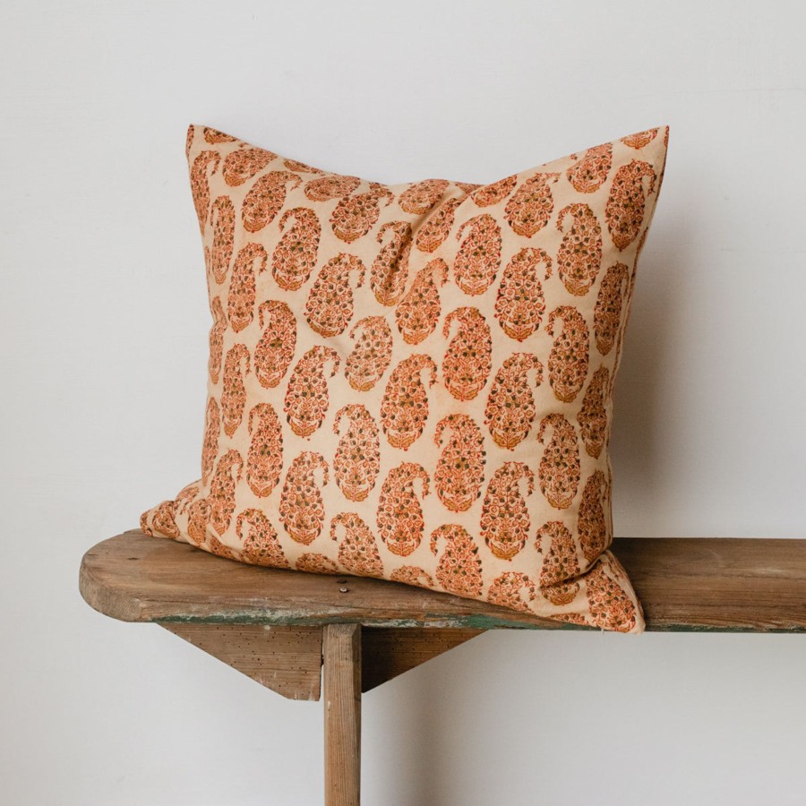 Textiles Elsie Green | Block Print Pillow Cover | Farida Gold