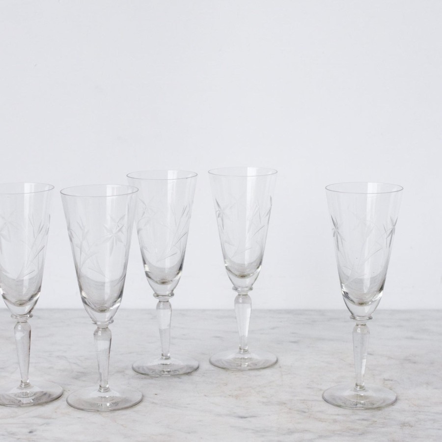 The French Kitchen elsie green | Etched Champagne Flute Set Of 5