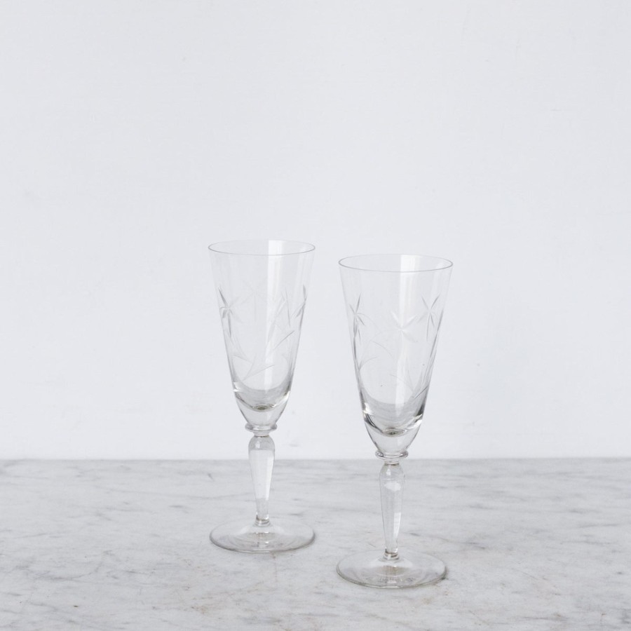 The French Kitchen elsie green | Etched Champagne Flute Set Of 5