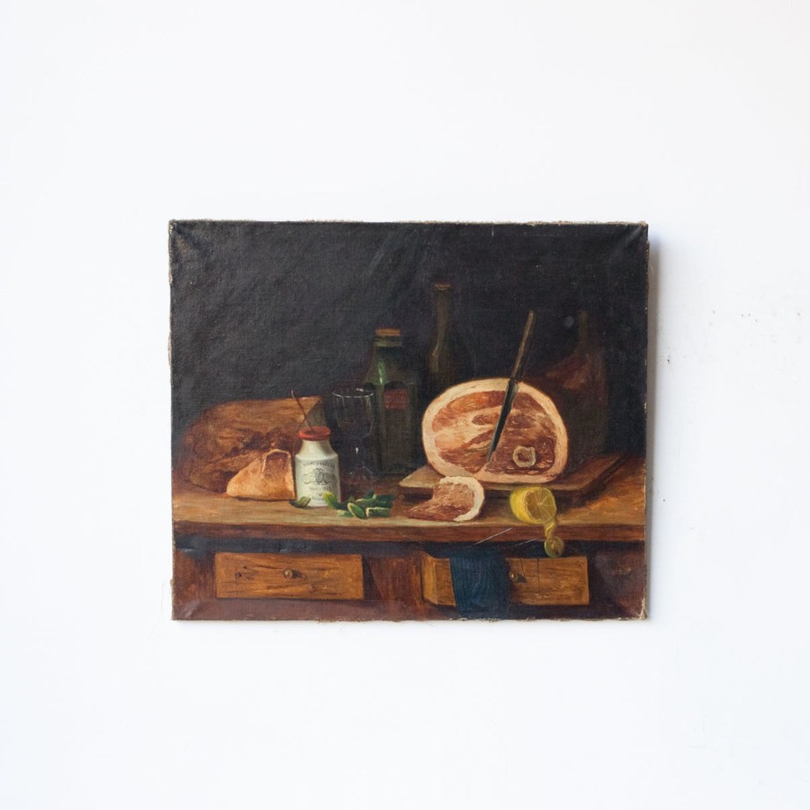 Art Galerie elsie green | Le Jambon Still Life Oil Painting | Dated 1888