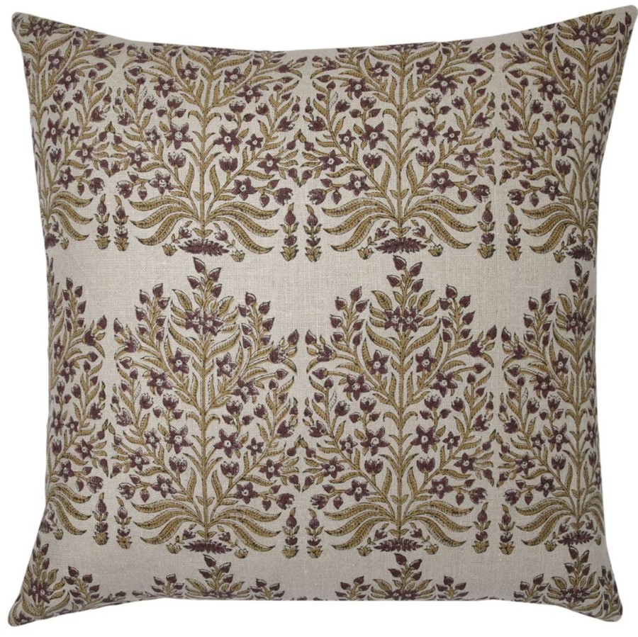 Textiles elsie green | Linen Block Printed Pillow Cover | Fleur Saffron