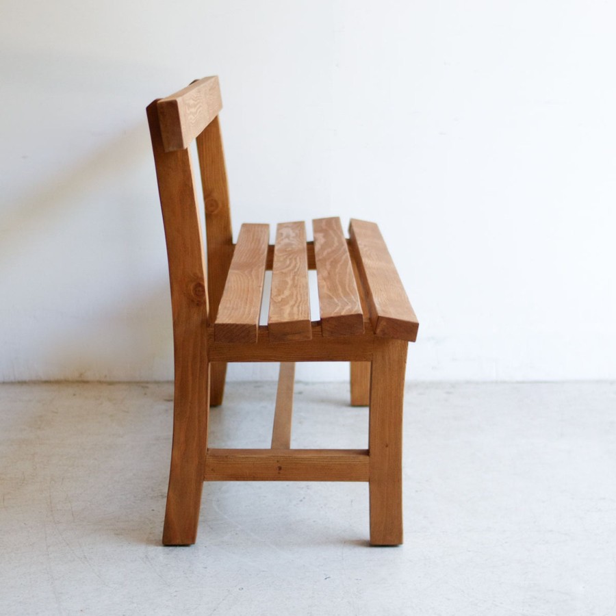 Furniture Custom Furniture | Reclaimed Wood Bench With Back Waxed Pine