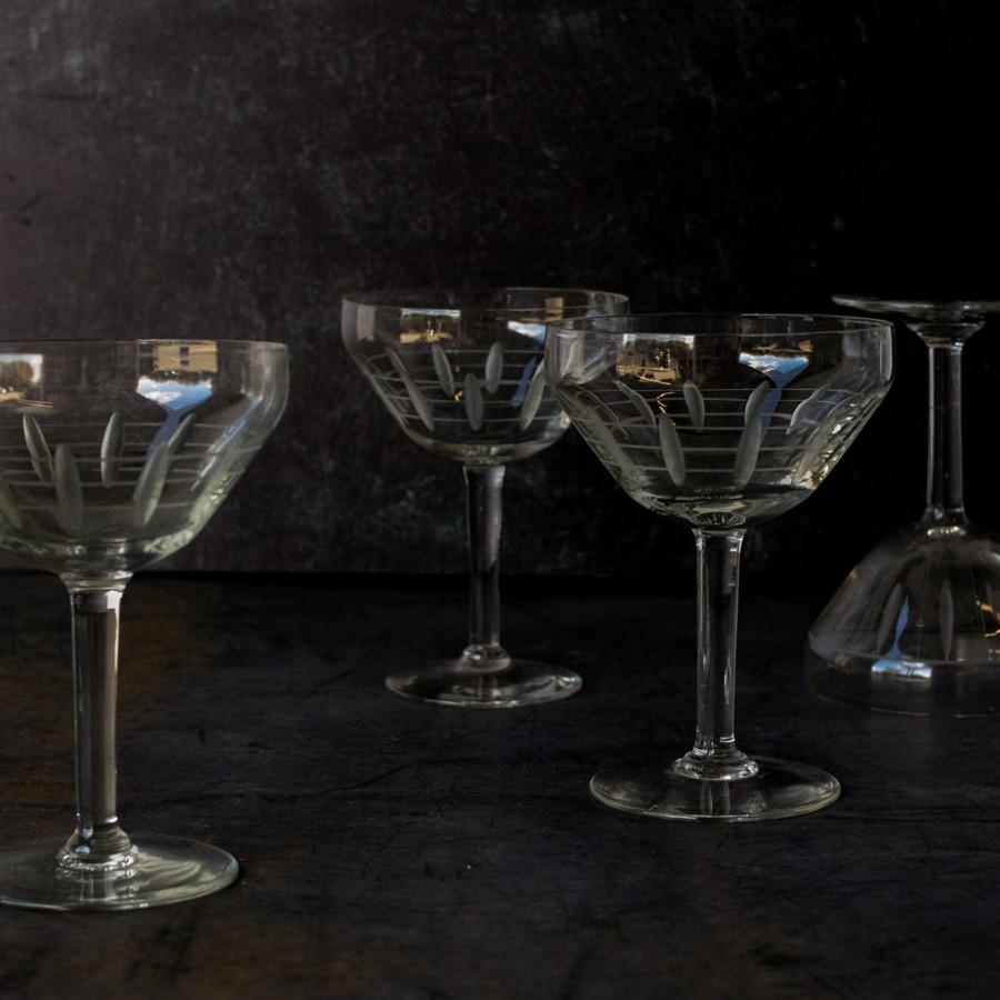 The French Kitchen elsie green | Matched Etched Champagne Coupe Set Of 6