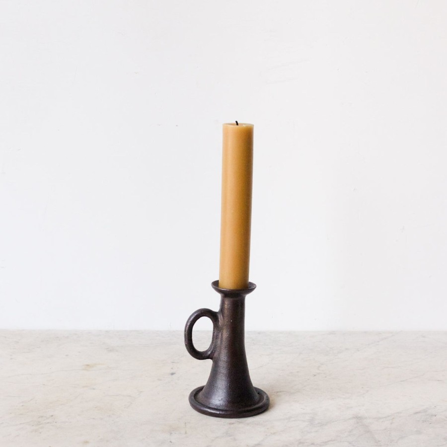 Decor elsie green | Stoneware Candlestick With Beeswax Taper