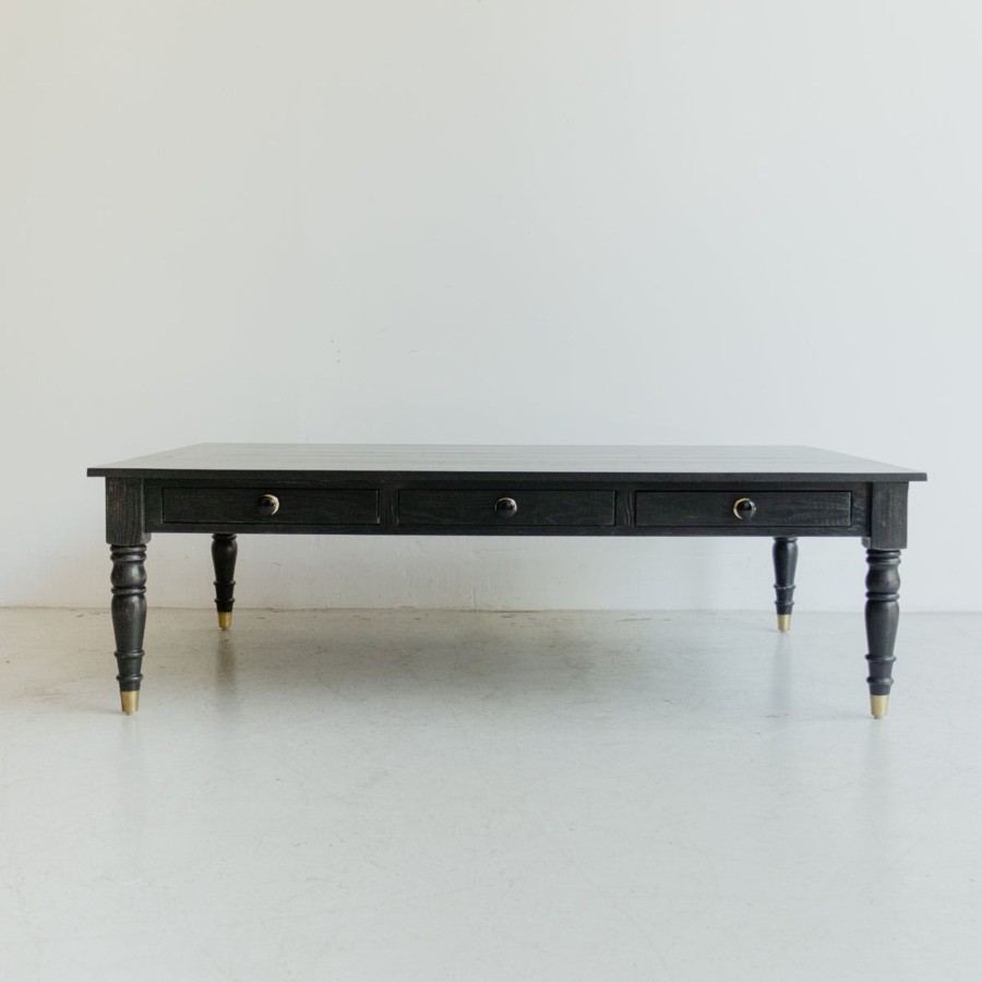 Furniture Custom Furniture | Reclaimed Wood Turned Leg Coffee Table Black