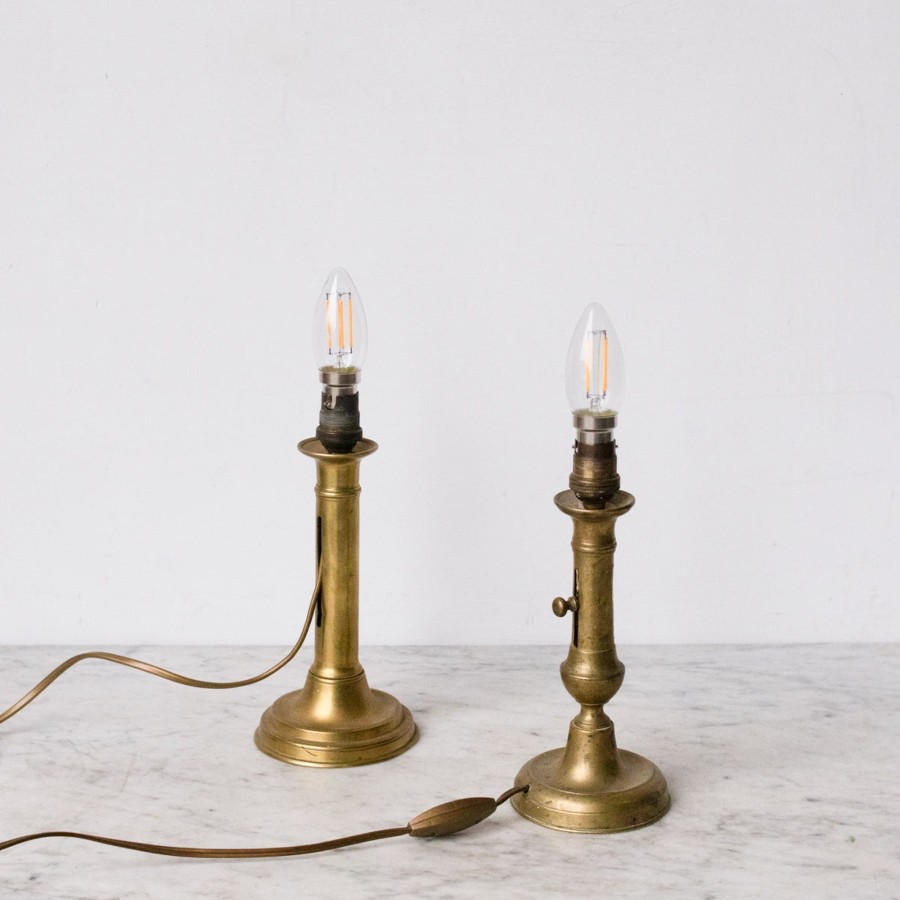 Decor elsie green | Pair Of Brass Candlestick Lamps