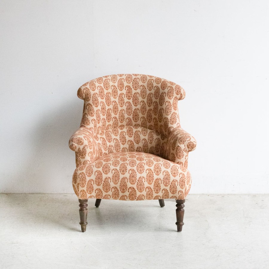 Furniture elsie green | Block Print Crapaud Arm Chair | Farida Gold