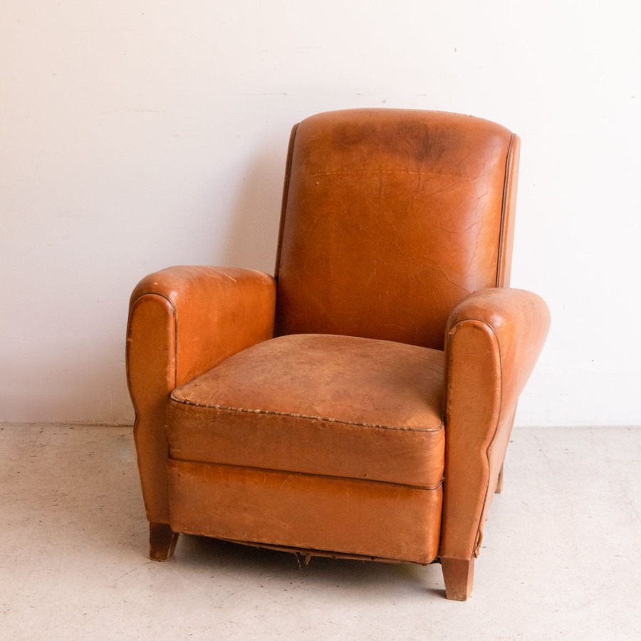 Furniture elsie green | Pair Of Vintage Leather Club Chairs