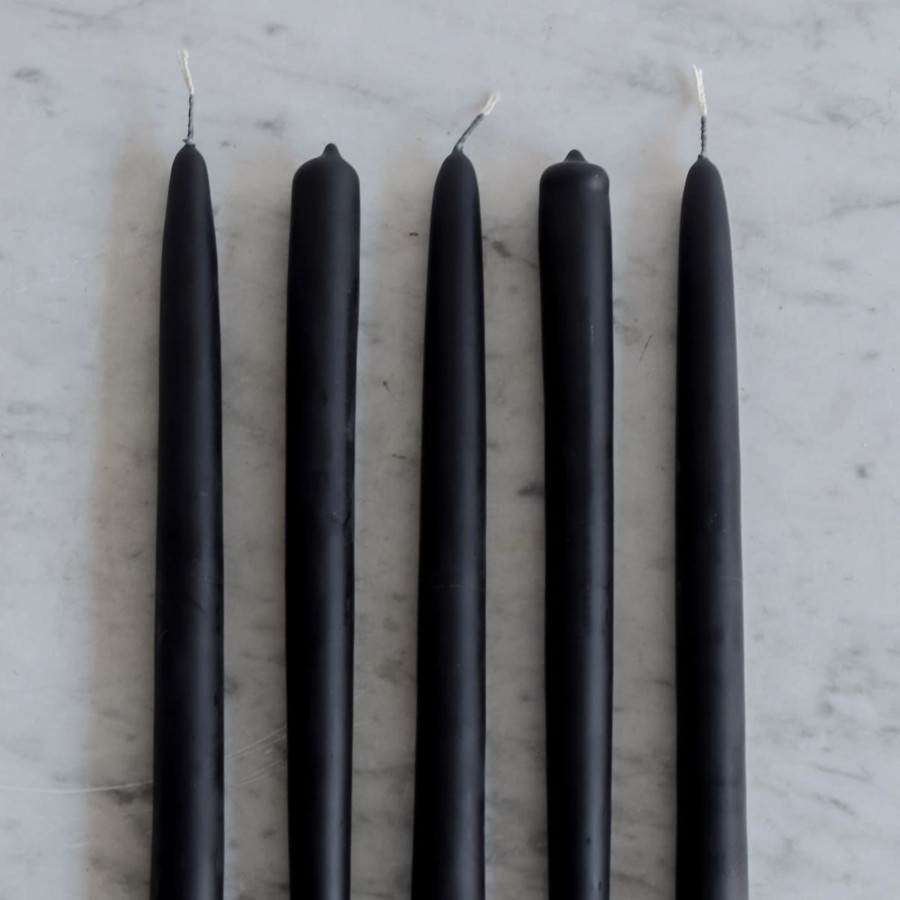 Decor Elsie Green | Pair Of Natural Beeswax Tapers Black