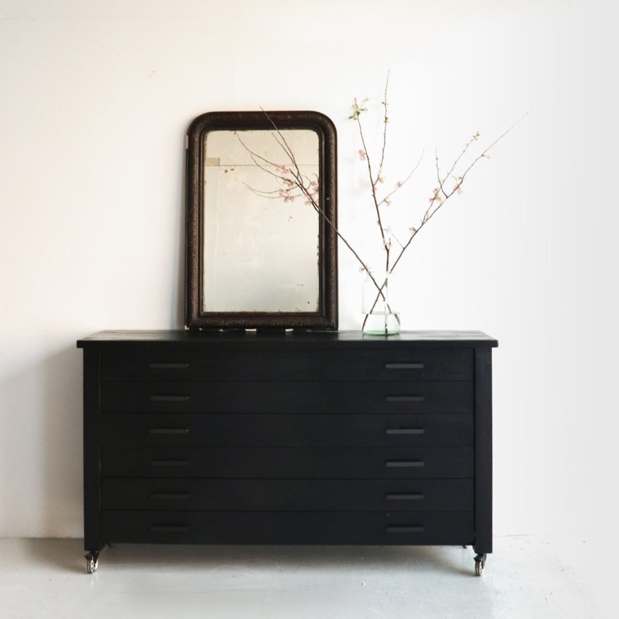 Furniture elsie green | Reclaimed Wood Map Chest Console Black