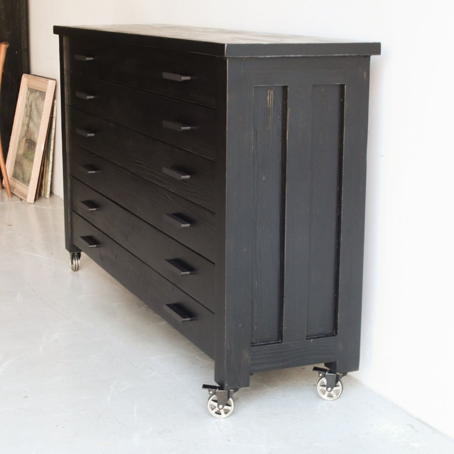 Furniture elsie green | Reclaimed Wood Map Chest Console Black