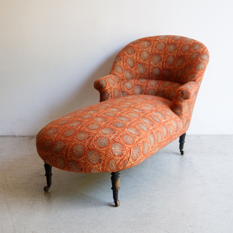 Furniture elsie green | Napoleon Iii Block Print Chaise | Karuna Saffron