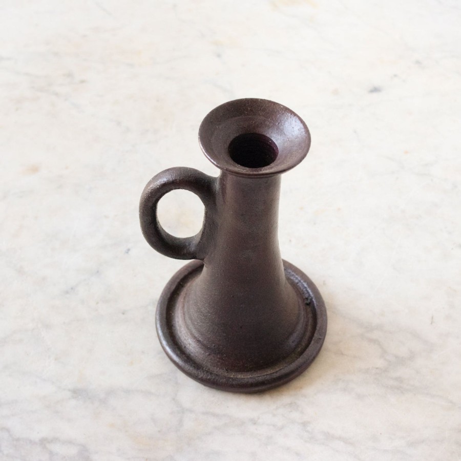 The French Kitchen elsie green | Stoneware Candlestick With Beeswax Taper