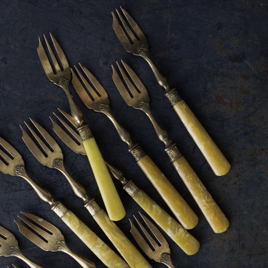 The French Kitchen elsie green | Vintage Brass Dessert Fork Set Of 8