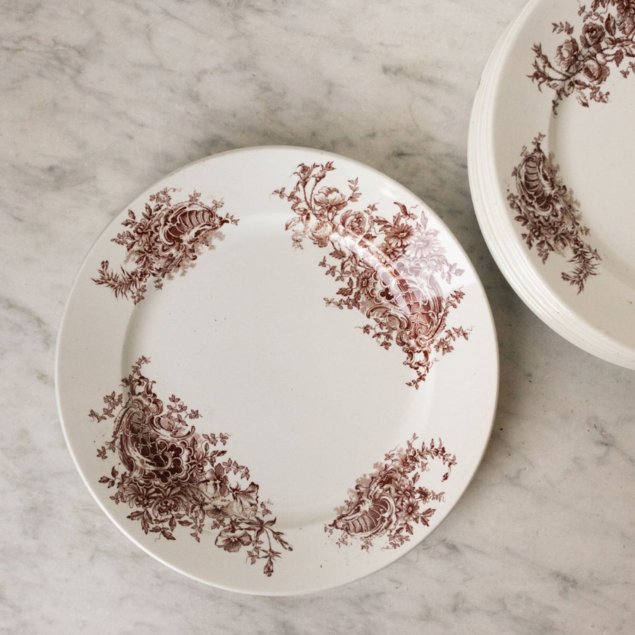 The French Kitchen elsie green | Trio Of Vintage Brown Transferware Plate