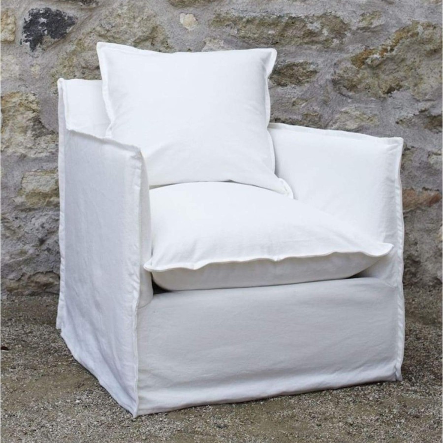 Furniture Elsie Green | Chic Slipcovered Chair White