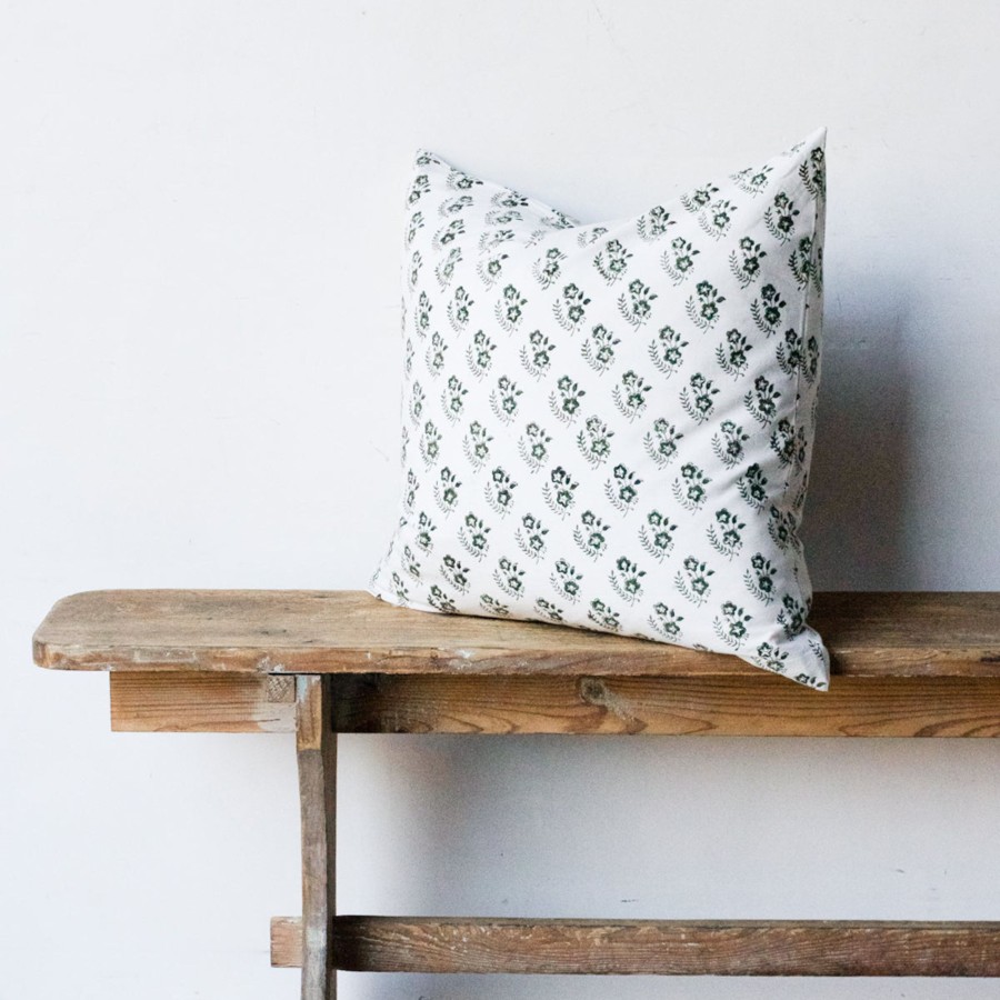 Textiles Elsie Green | Hand Block Printed Pillow Cover | Albertine