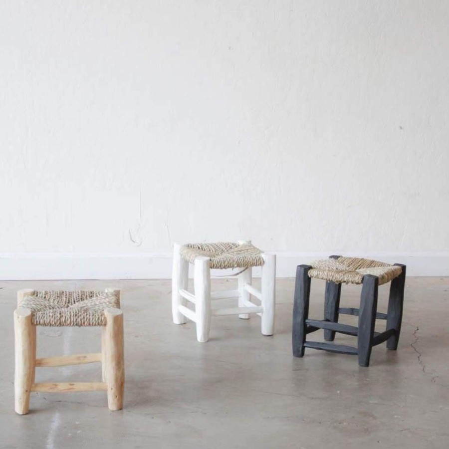 Textiles yasmina | Small Moroccan Stool Black